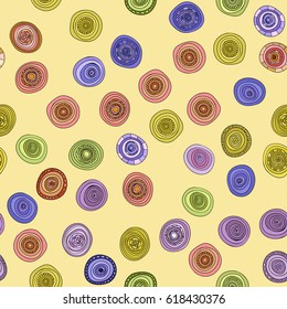 abstract vector vintage colored circles seamless pattern