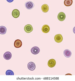 abstract vector vintage colored circles seamless pattern