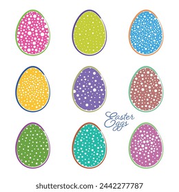 Abstract vector vintage dotted easter egg set