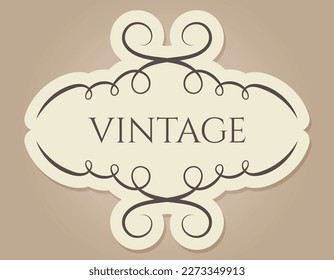 Abstract vector vintage frame decorated with swirls. Isolated victorian banner template with text.