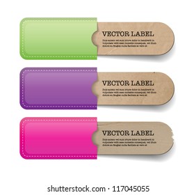 Abstract vector vintage old paper tags with colorful pockets