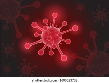Abstract vector of virus cells concept and close up for Coronavirus 2019 and SARS pandemic risk and dangerous asian ncov corona virus.