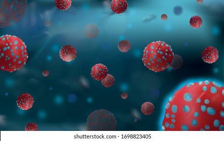 Abstract vector virus. Infection flu.Danger that cause harm to a living organism. Microscopic view. Disease. Epidemic pneumonia. COVID-19. Vector illustration.