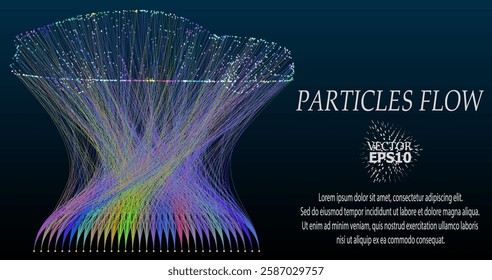 Abstract vector visualization of neural connections. Thin colored lines connect nodes, creating a dynamic flow of information. Gradients and glowing dots highlight the learning process of the neural n