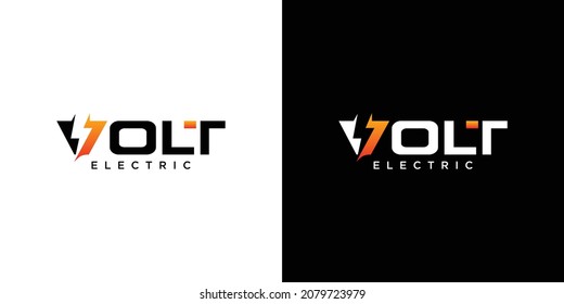 Abstract Vector Volt Logo in two color variations. Premium Logotype design for luxury company branding.