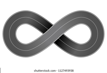 Abstract vector volume illustration of infinity endless road isolated on white background. 