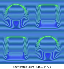Abstract vector volumetric moire seamless pattern with lines. Op art background