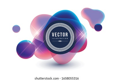 Abstract vector volumetric multicolored figure with glows and sticker