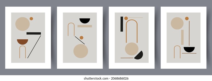 Abstract vector wall art background. Minimalistic abstract wall art background for print. Scandinavian vector style.