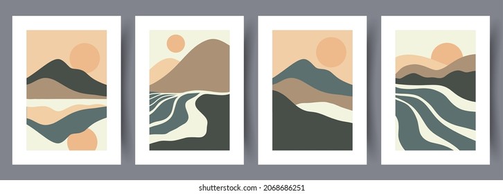 Abstract vector wall art background. Minimalistic abstract wall art background for print. Scandinavian vector style.
