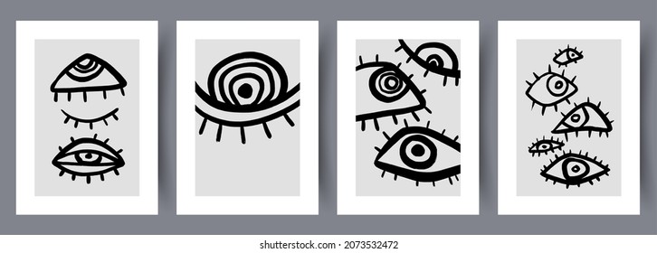 Abstract vector wall art background. Minimalistic abstract wall art background for print. Scandinavian vector style.