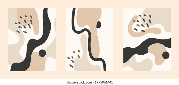 Abstract vector wall arts set. Organic shape for poster, print, cover, wallpaper.