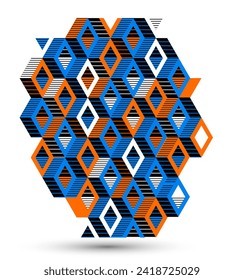 Abstract vector wallpaper with 3D isometric cubes blocks, geometric construction with blocks shapes and forms, cubic polygonal low poly theme.