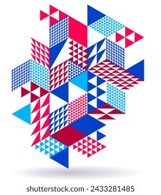 Abstract vector wallpaper with 3D isometric cubes blocks, geometric construction with blocks shapes and forms, cubic polygonal low poly theme.