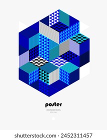 Fondo de pantalla de Vector Abstractas con cubos isométricos 3D bloques, construcción geométrica con bloques Formas y formas, op art tema bajo poli.