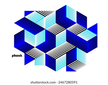 Fondo de pantalla de Vector Abstractas con cubos isométricos 3D bloques, construcción geométrica con bloques Formas y formas, op art tema bajo poli.