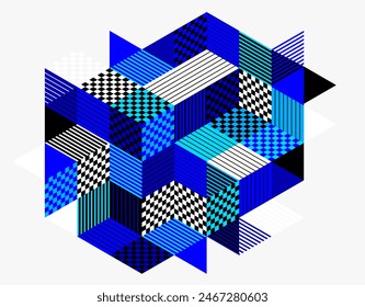 Fondo de pantalla de Vector Abstractas con cubos isométricos 3D bloques, construcción geométrica con bloques Formas y formas, op art tema bajo poli.