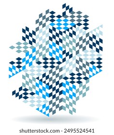 Abstract vector wallpaper with 3D isometric cubes blocks, geometric construction with blocks shapes and forms, op art low poly theme.