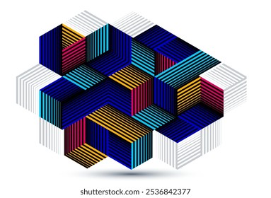 Fondo de pantalla de Vector Abstractas con bloques de cubos isométricos 3D, construcción geométrica con Formas y formas de bloques, tema de baja poli poligonal cúbico.