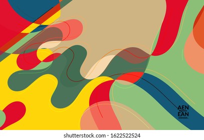 Abstract vector wallpaper, art terrazzo pattern with wavy shapes and lines in earthy natural color.Minimal modern template for fashion seasonal sale advertising  marketing technologies.