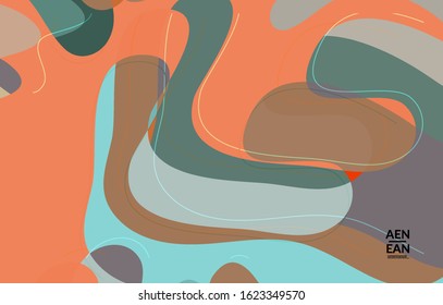 Abstract vector wallpaper, art terrazzo pattern with wavy shapes and lines in earthy natural color.Minimal modern template for fashion seasonal sale advertising  marketing technologies.