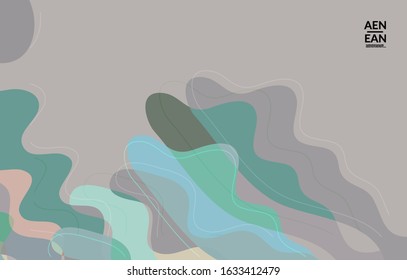 Abstract vector wallpaper, art terrazzo pattern with wavy geometric abstract shapes and lines in earthy natural organic color.Minimal modern template for wedding invitation.