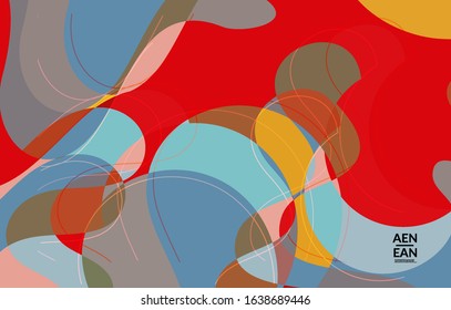 Abstract vector wallpaper, art terrazzo pattern with wavy shapes and lines in earthy natural color.Minimal modern template for fashion seasonal sale advertising  marketing technologies.