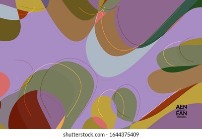 Abstract vector wallpaper, art terrazzo pattern with wavy shapes and lines in earthy natural color.Minimal modern template for fashion seasonal sale advertising  marketing technologies.