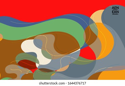 Abstract vector wallpaper, art terrazzo pattern with wavy geometric abstract shapes and lines in earthy natural organic color.Minimal modern template for wedding invitation.