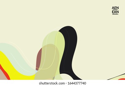 Abstract vector wallpaper, art terrazzo pattern with wavy geometric abstract shapes and lines in earthy natural organic color.Minimal modern template for wedding invitation.