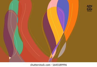 Abstract vector wallpaper, art terrazzo pattern with wavy geometric abstract shapes and lines in earthy natural organic color.Minimal modern template for wedding invitation.