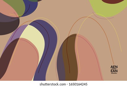 Abstract vector wallpaper, art terrazzo pattern with wavy shapes and lines in earthy natural color.Minimal modern template for fashion seasonal sale advertising  marketing technologies.