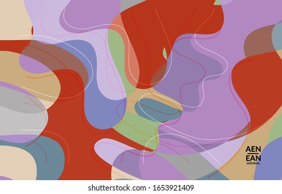 Abstract vector wallpaper, art terrazzo pattern with wavy shapes and lines in earthy natural color.Minimal modern template for fashion seasonal sale advertising  marketing technologies.