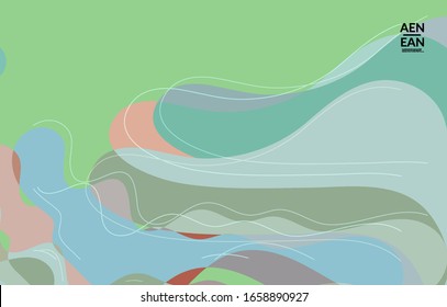 Abstract vector wallpaper, art terrazzo pattern with wavy geometric abstract shapes and lines in earthy natural organic color.Minimal modern template for wedding invitation.