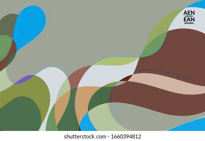 Abstract vector wallpaper, art terrazzo pattern with wavy geometric abstract shapes and lines in earthy natural organic color.Minimal modern template for wedding invitation.