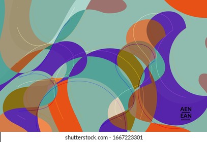 Abstract vector wallpaper, art terrazzo pattern with wavy shapes and lines in earthy natural color.Minimal modern template for fashion seasonal sale advertising  marketing technologies.