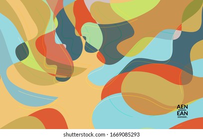 Abstract vector wallpaper, art terrazzo pattern with wavy shapes and lines in earthy natural color.Minimal modern template for fashion seasonal sale advertising  marketing technologies.
