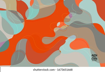 Abstract vector wallpaper, art terrazzo pattern with wavy shapes and lines in earthy natural color.Minimal modern template for fashion seasonal sale advertising  marketing technologies.