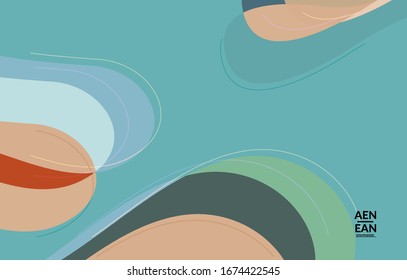 Abstract vector wallpaper, art terrazzo pattern with wavy shapes and lines in earthy natural color.Minimal modern template for fashion seasonal sale advertising  marketing technologies.
