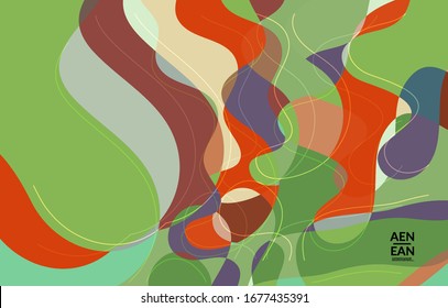 Abstract vector wallpaper, art terrazzo pattern with wavy shapes and lines in earthy natural color.Minimal modern template for fashion seasonal sale advertising  marketing technologies.