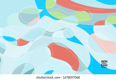 Abstract vector wallpaper, art terrazzo pattern with wavy shapes and lines in earthy natural color.Minimal modern template for fashion seasonal sale advertising  marketing technologies.