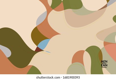 Abstract vector wallpaper, art terrazzo pattern with wavy shapes and lines in earthy natural color.Minimal modern template for fashion seasonal sale advertising  marketing technologies.