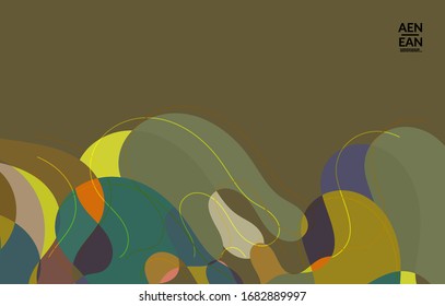 Abstract vector wallpaper, art terrazzo pattern with wavy geometric abstract shapes and lines in earthy natural organic color.Minimal modern template for wedding invitation.