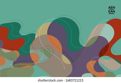 Papel pintado abstracto vectorial, patrón art terrazzo con formas y líneas abstractas geométricas onduladas en color natural natural natural.