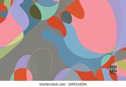 Abstract vector wallpaper, art terrazzo pattern with wavy shapes and lines in earthy natural color.Minimal modern template for fashion seasonal sale advertising  marketing technologies.