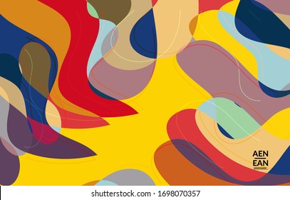 Papel pintado abstracto vectorial, patrón art terrazzo con formas onduladas y líneas en color natural terrenal.Plantilla minimalista moderna para las tecnologías de marketing de la publicidad estacional de moda.