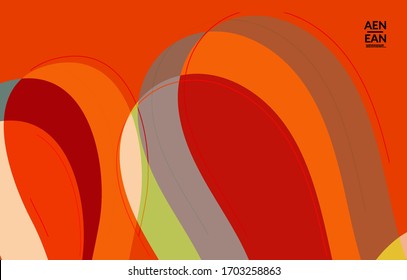 Abstract vector wallpaper, art terrazzo pattern with wavy geometric abstract shapes and lines in earthy natural organic color.Minimal modern template for wedding invitation.