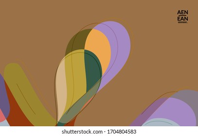 Abstract vector wallpaper, art terrazzo pattern with wavy geometric abstract shapes and lines in earthy natural organic color.Minimal modern template for wedding invitation.