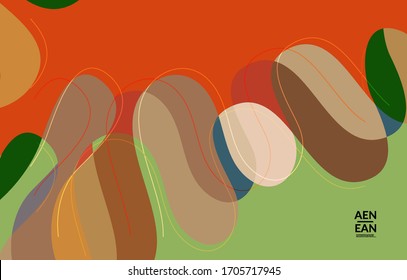 Abstract vector wallpaper, art terrazzo pattern with wavy shapes and lines in earthy natural color.Minimal modern template for fashion seasonal sale advertising  marketing technologies.