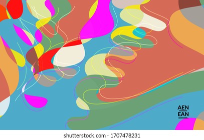 Abstract vector wallpaper, art terrazzo pattern with wavy shapes and lines in earthy natural color.Minimal modern template for fashion seasonal sale advertising  marketing technologies.